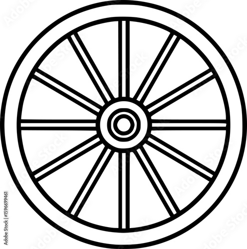 Wild West spoked wheel outline icon
