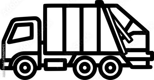 Bold line drawing of garbage truck icon
