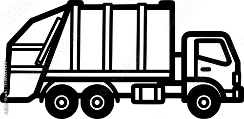 Bold line drawing of garbage truck icon
