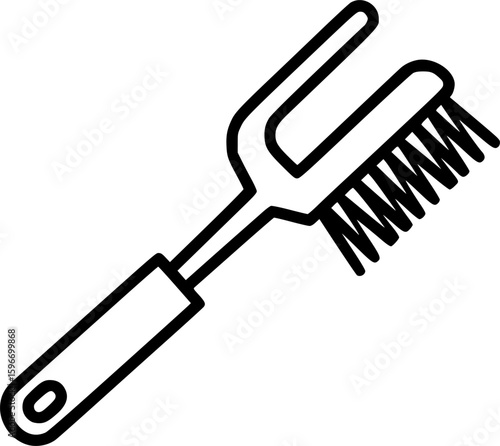 Grill brush scraper outline icon vector
