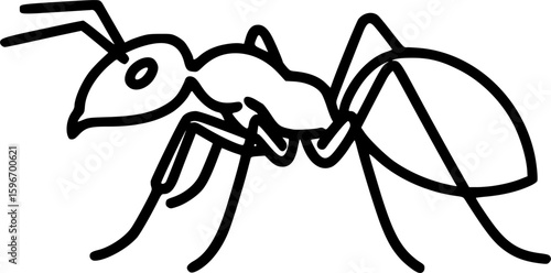 Ant outline icon vector for minimal black and white design
