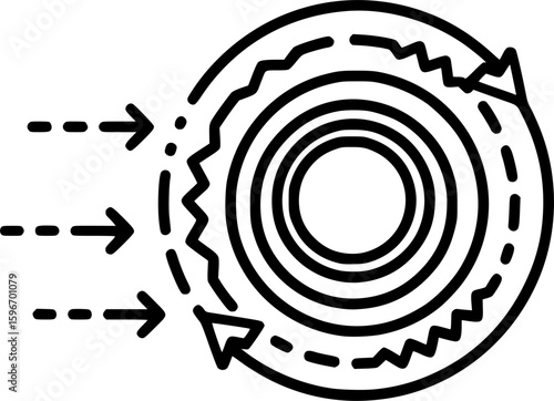 Battle royale zone closing in outline icon vector

