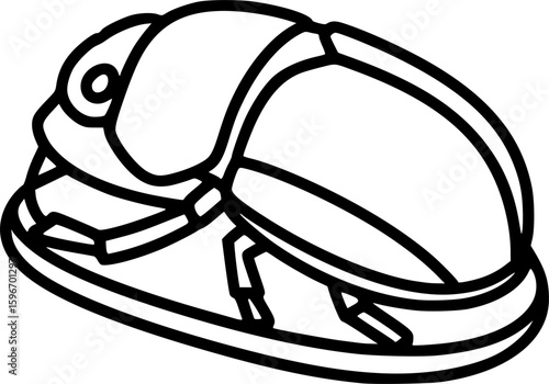 Minimalist scarab amulet outline icon
