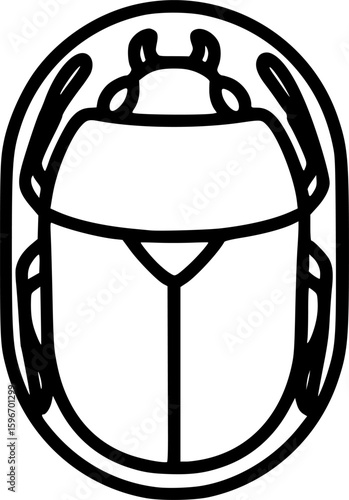 Minimalist scarab amulet outline icon
