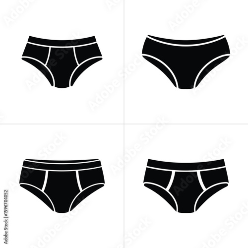 Black Panties Silhouette Isolated On Transparent Background In Square Pattern