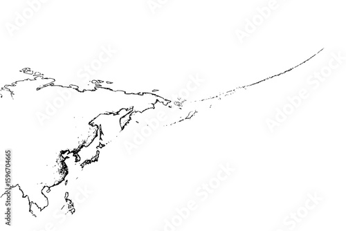 Detailed outline map showing the eastern regions of asia and the western edge of north america