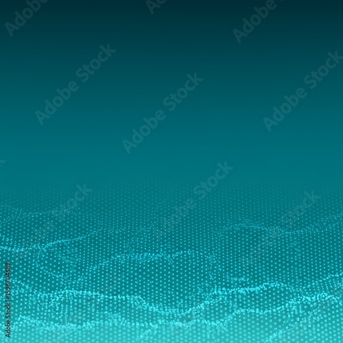 Abstract geometric digital art with glowing lines and a dark teal to bright teal gradient background