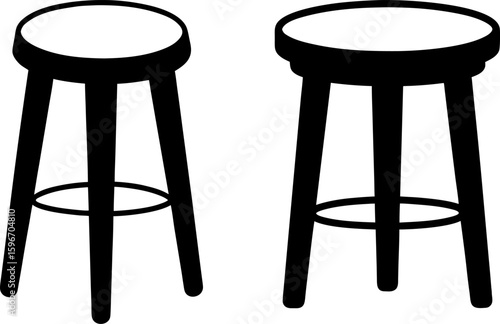 Black wooden stool vector, wooden stool art, wooden stool vector art design, Vector of wooden stool art, wooden stool isolated