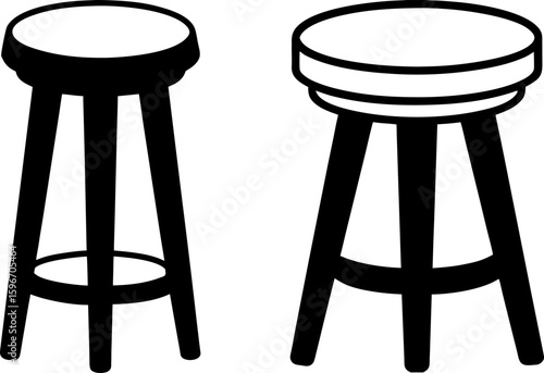 Black wooden stool vector, wooden stool art, wooden stool vector art design, Vector of wooden stool art, wooden stool isolated