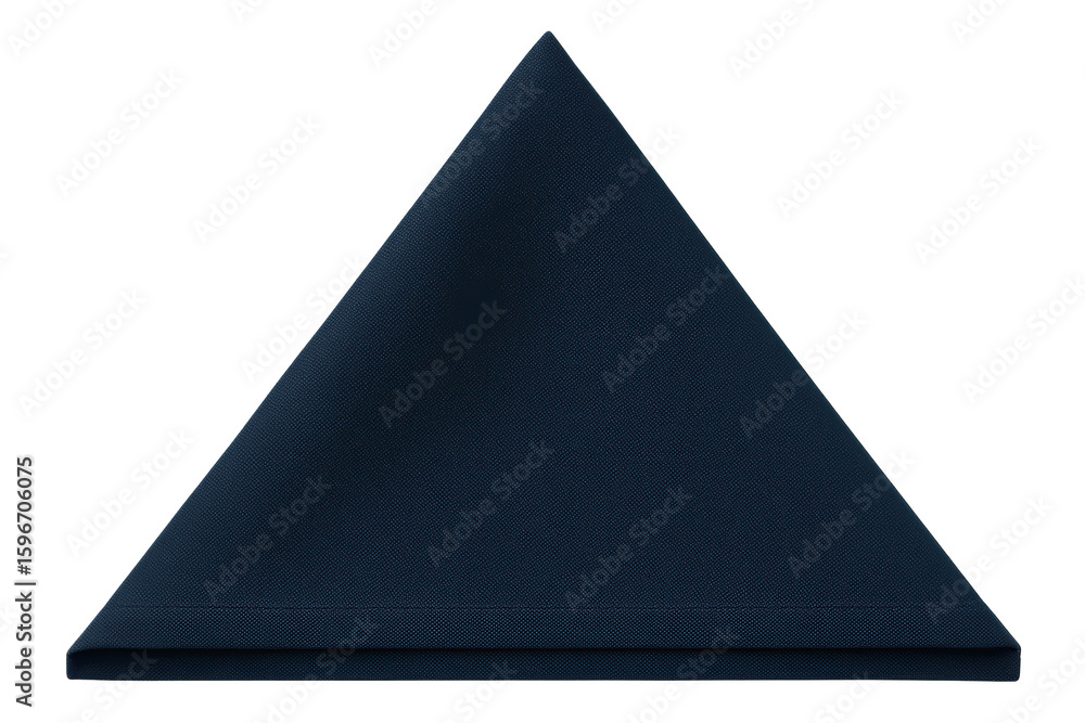 Fototapeta premium Dark blue cloth dinner napkin folded into a triangle shape on a transparent background