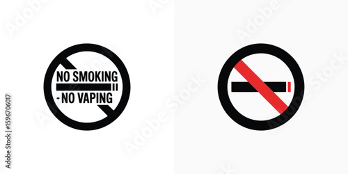 Forbidden Black Circle No Smoking No Vaping Symbol Isolated on White Background