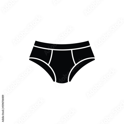 Isolated Black Briefs Panties Underwear Silhouette on Transparent Background