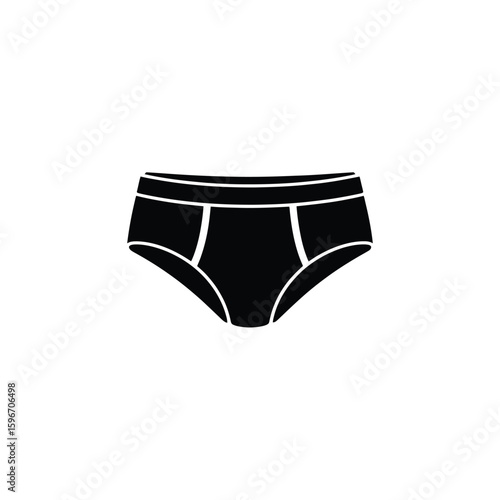 Isolated Black Briefs Icon on Transparent Background, Mens Underwear Simple Shape