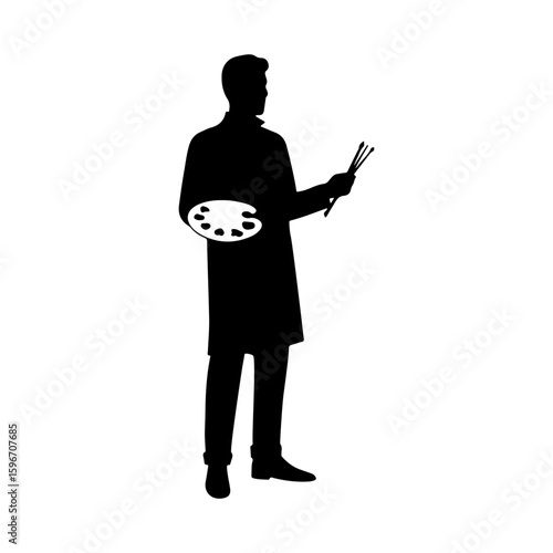 Male artist silhouette icon vector flat illustration on white background.