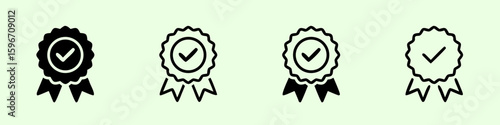 Check mark quality badge vector icon element for certified approval guarantee and success validation 100