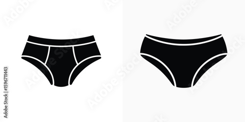 Two black underpants illustrations on a transparent background, apparel, style