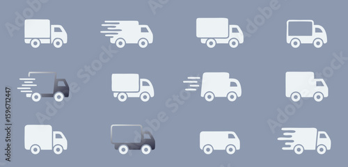 Delivery transport truck shipping service logistics vehicle fast delivery moving company transportation icons
