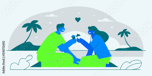Couple beach vacation love travel romance together holiday summer tropical honeymoon getaway destination relaxation