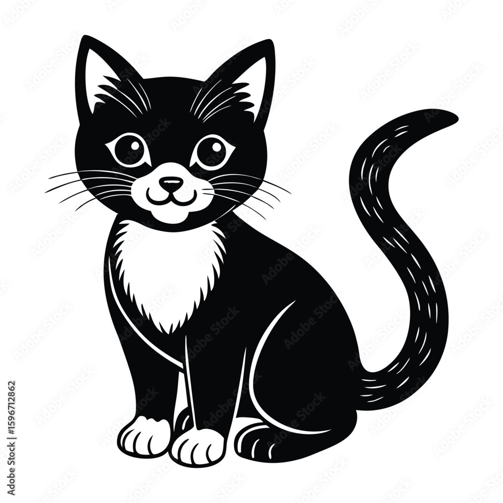 Obraz premium black and white cat vector