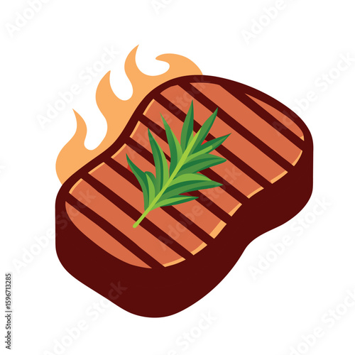 Grilled beef steak with grill marks, juicy and cooked to perfection, isolated on white background.