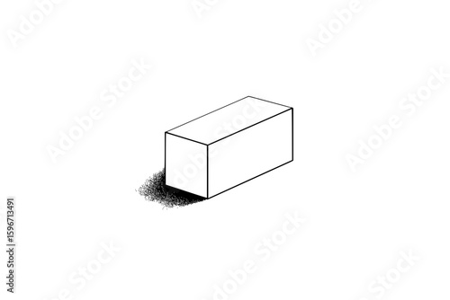 Illustration of a white rectangular prism with a shadow on a white background in a simple style