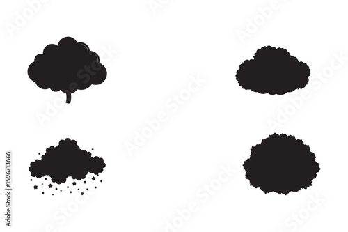 irregular shaped storm cloud silhouette bundle on the white background