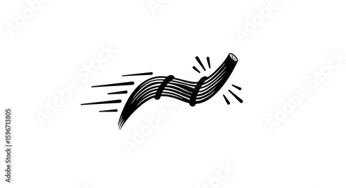 Dynamic black and white cable icon with speed motion lines