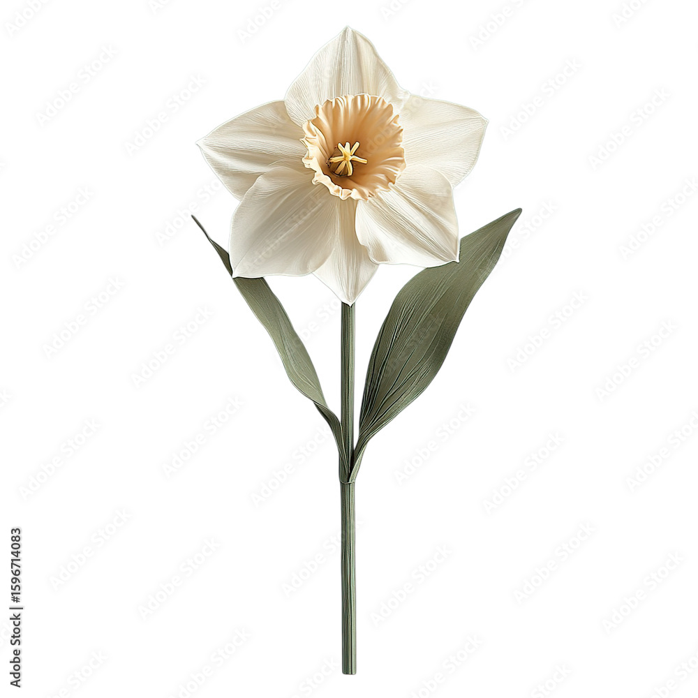 Obraz premium White Daffodil Flower on Black Background
