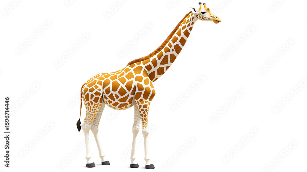 Fototapeta premium 3d illustration of a tall giraffe with a long neck isolated on transparent background