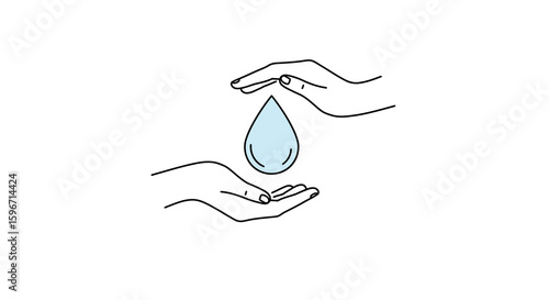Minimalist hands protecting water droplet for environmental awareness