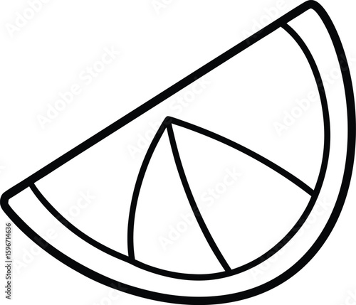 Lemon Wedge Minimal Line Art Drawing