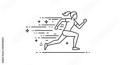 Dynamic linear art of a female runner in motion