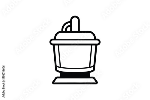 Minimalist Food Processor Icon with Lid and Handle Kitchen Appliance Illustration in Black and White Silhouette Style silhouette simple clean food