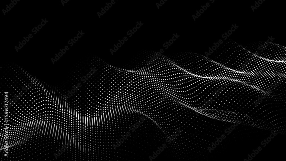 © Olga - Abstract digital wave of particles. Futuristic point wave. Technology background vector. Vector illustration