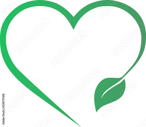 A green heart logo with a leaf on it