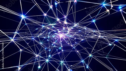Reveal network complexity through animated K lattice flashing nodes connecting digital lines advancing virtual space to represent futuristic technology data analytics enterprise cloud