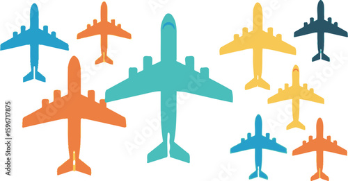 Airplane vector graphics colorful airplanes travel and tourism design concept