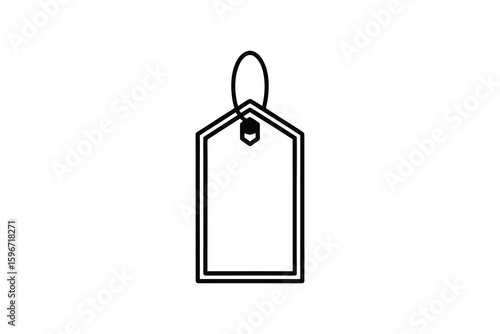Simple Price Tag Outline with String for Retail and Commerce on White Background Minimalist Style Silhouette minimalist price tag outline string