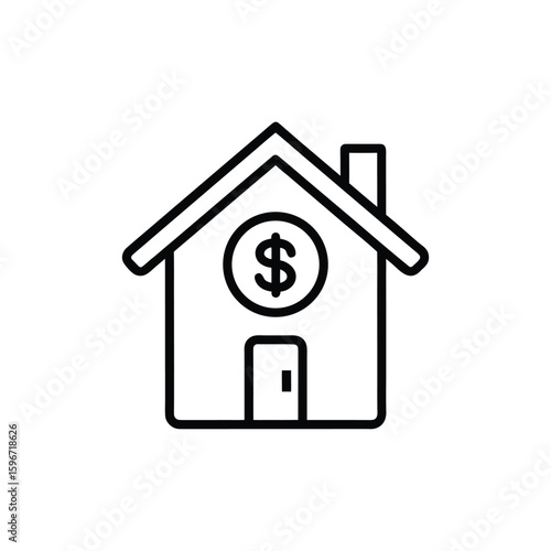 House with dollar sign icon isolated on white background