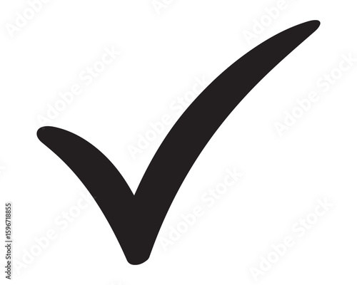 Black check mark symbol on white background tick
