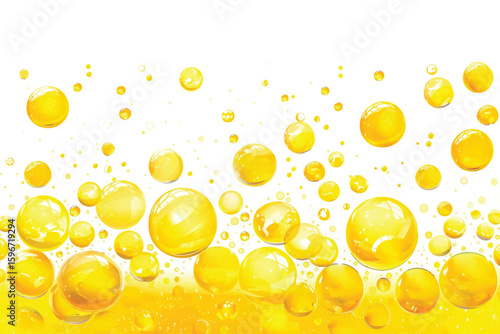 Golden Liquid or Water Bubble, juice,honey,beer, Olive oil, Cosmetic Liquid background, with Clipping Path 3d rendering.