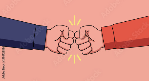 Colorful fist bump gesture of friendship and unity