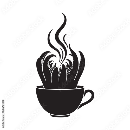 Steaming Pitaya Dragon Fruit in Cup Vector Graphic Symbol