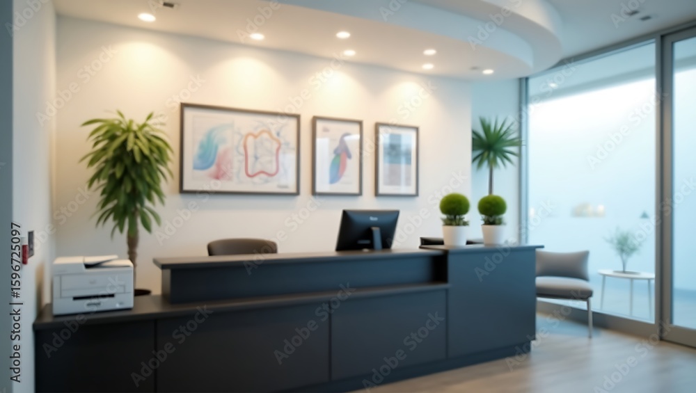 Fototapeta premium Modern office reception area design ideas and decor for business and corporate interiors space on transparent background