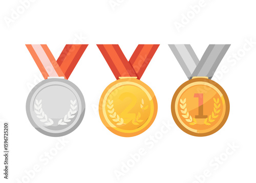 Gold, silver and bronze winner award medals
