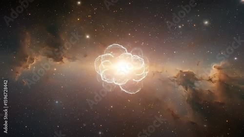 Celestial Symphony: A captivating illustration of a celestial entity shining brilliantly, set against a backdrop of an ethereal cosmos