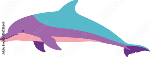 Illustration of a colorful dolphin swimming in the ocean aquatic animal