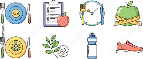 Healthy lifestyle diet plan fitness and nutrition for wellness and exercise