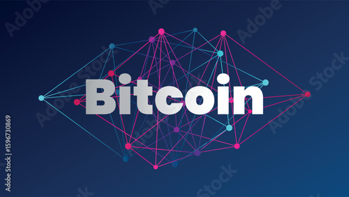 Bitcoin. Blockchain technology. Decentralization. Vector illustration for decentralized finance, business, finance, cryptocurrency, wallet, digital global trade, payment