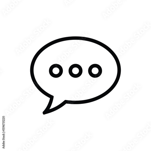 Bold Minimalist Speech Bubble Icon with Three Dots Communication Messaging Symbol